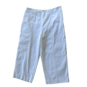 Talbots Petites Capri Size 10 Stretch Side Zipper Pockets White Straight Leg